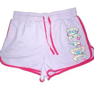 AC/DC Women’s Shorts Graphic Logo Lavender Punk Trim Size Large Retro Style